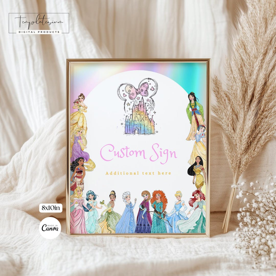 Princess Custom Signs Princess Custom Sign Pastel Girl Magical Birthday Party Decor Any Age ...