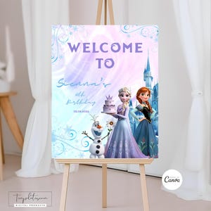 „Frozen“ Willkommensschild „Frozen Party“ Schilder „Frozen Birthday“ Zeichen Elsa Party-Dekoration „Frozen Decorations Elsa Individuell“