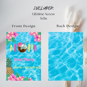 Editable Aloha Birthday Invitation Pineapple Birthday Party Hawaiian ...