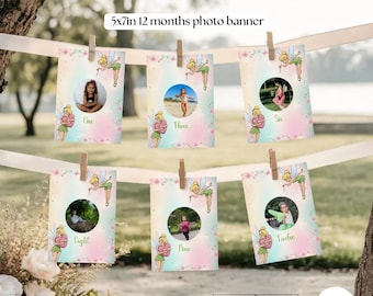 Guirnalda de Campanilla, Banner Fotográfico, Fondo de Fiesta de Cumpleaños de Hadas, Decoración para Fiestas, Plantilla Personalizada de Canva para Cualquier Edad