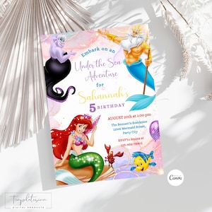 Editable Little Mermaid Invitation Little Mermaid Birthday Invite Princess Ariel Birthday Invite Little Mermaid Party Invite Instant Digital