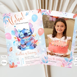 Editable Stitch Invitation Stitch Birthday Invite Stitch Party Template Stitch Printable Kids Birthday Tropical Summer Digitally Download