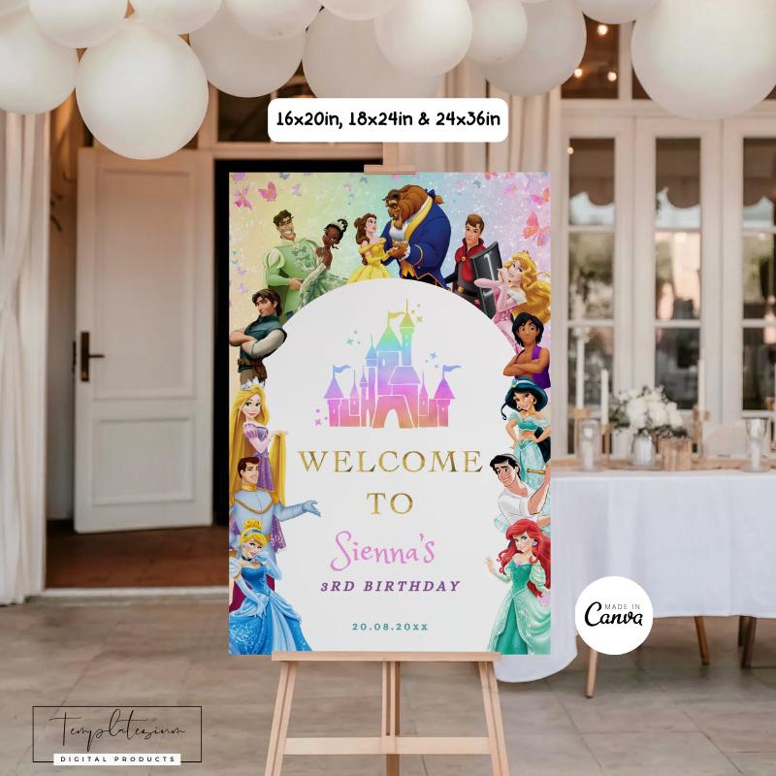 Welcome Princesses Princes and Princesses Welcome Sign Royal Birthday Decor Girl Party ...