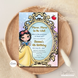 Snow White Invitation Editable Girl Birthday Invitation Princess Birthday Template Magical Birthday Snow White Princess Instant Download