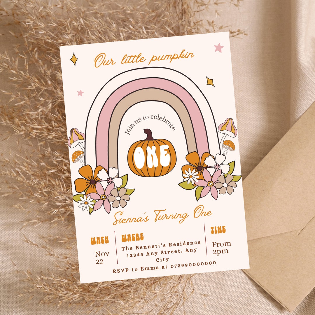 Invitación De 4to Cumpleaños De Groovy, EDITABLE Cuatro Es Una Invitación De Vibe, Invitación