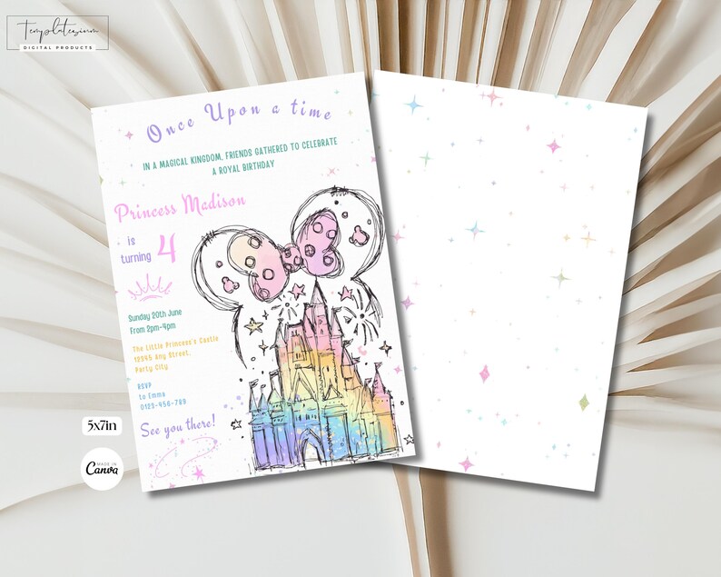 Editable Princess Castle Invitation, Royal Princess Birthday Invite ...