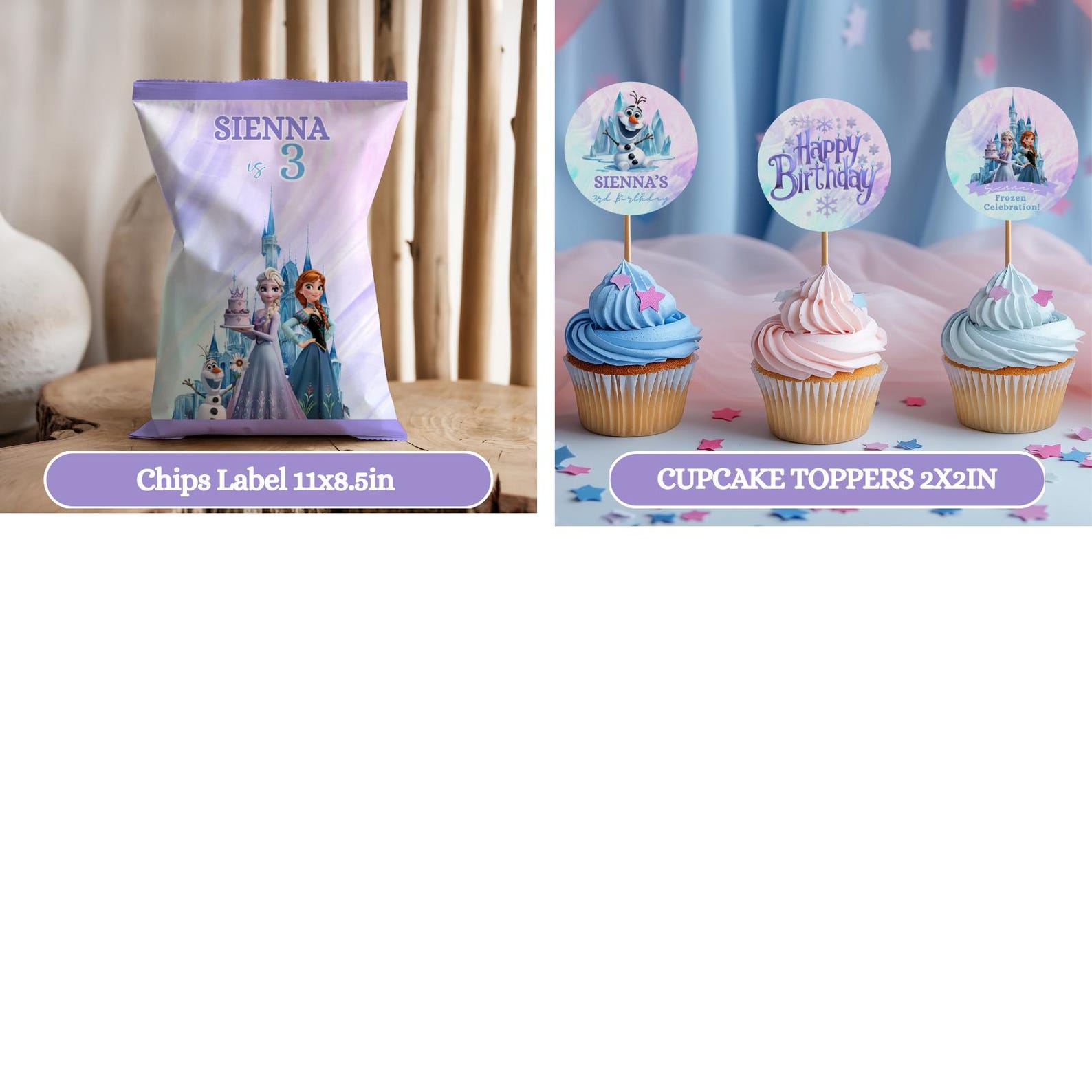 Frozen Birthday Party Bundle Decorations Any Age Elsa Pack Canva Custom ...