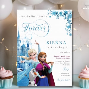 Bewerkbare Elsa Invite Digitale Frozen-feestuitnodiging Custom Frozen Invite Frozen verjaardag Anna Frozen elke leeftijd verjaardag digitaal downloaden