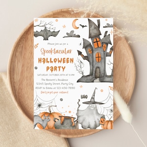 Editable Halloween Invitation, Halloween Party Invitation, Halloween Birthday Invitation, Halloween Invite, Spooktacular Halloween Template