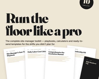 Restaurant Retail Shift Manager Toolkit: Templates, Calculators, Logs (Digital Download)