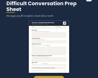 Difficult Conversation Script for Managers, Employee Feedback Prep Sheet, One Page Performance Talk Planner, Editable Word and PDF
