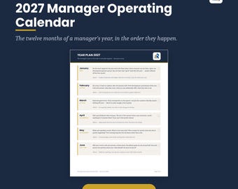 2027 Manager Planner Excel and Google Sheets, Leadership Year Calendar with 1 on 1 Meeting Tracker, Editable Team Management Template