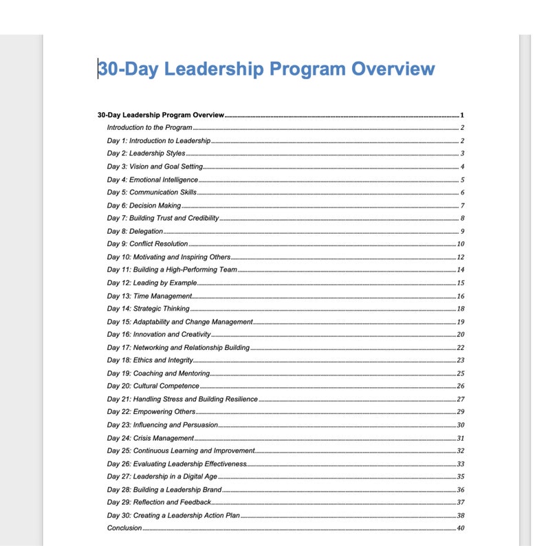 30-day Leadership Skills Program: Activity Journal (digital Download ...