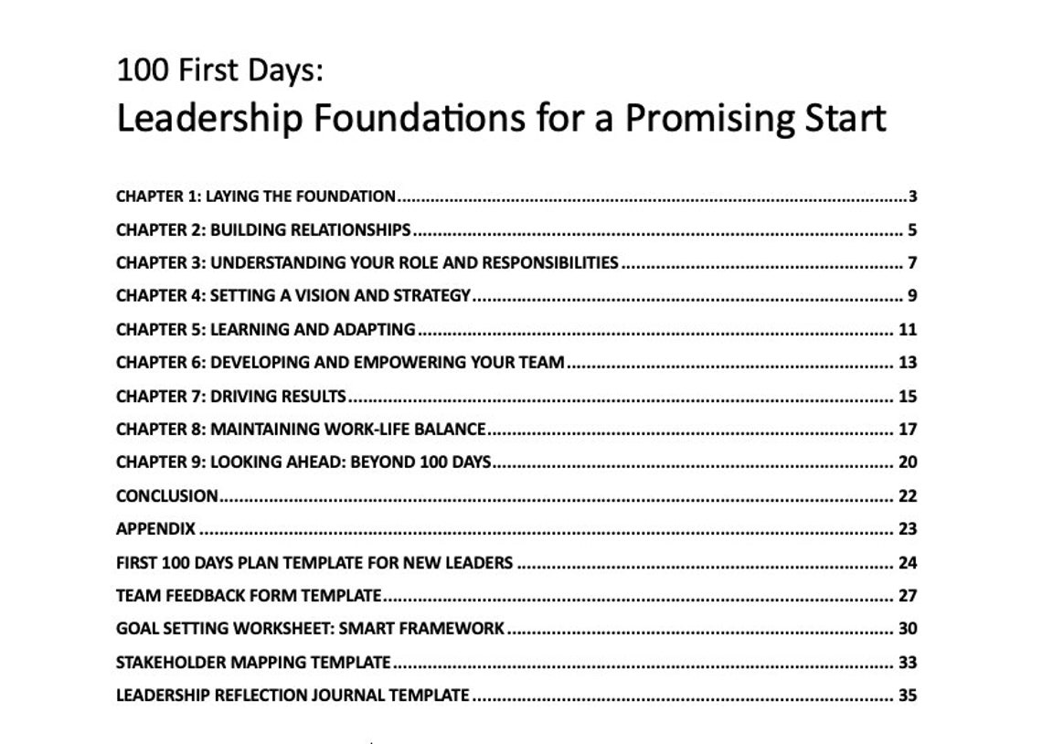 Development Director First 100 Days Checklist.pdf New Manager Leadership Workbook: First 100 Days Plan (digital Download ...