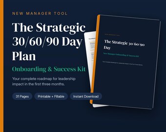 New Manager 30-60-90 Day Success Kit | Leadership Roadmap Onboarding Checklist (PLR Digital Download)