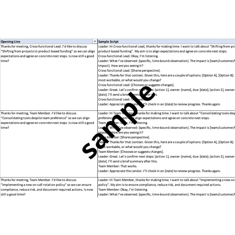 May include: A document with text in a table format. The text includes phrases like "Shifting from projects to product-based funding" and "Consolidating tools despite team preference". The document appears to be a script or guide.