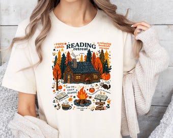 Reading Retreat Shirt, Fall Bookish Shirt, Book Lover Shirt, Cozy Cabin Shirt, Fall Readers T-shirt, Autumn Vibes Shirt, Fall Season Shirt