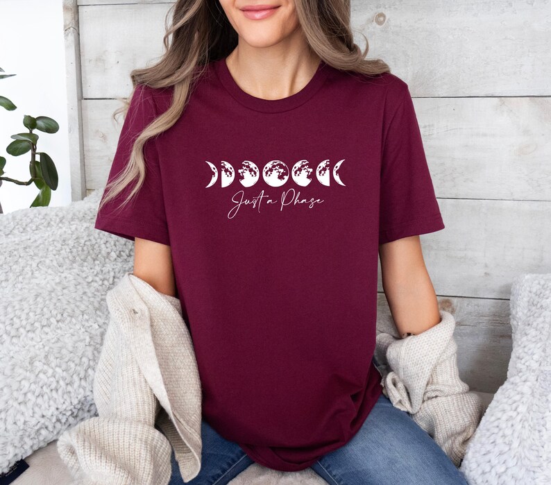 Moon Phases T-Shirt, Space Shirt, Astronomy Shirt, Moon Tee, Just A Phase T-shirt, Lunar Phases Shirt, Unisex Graphic Shirt image 3