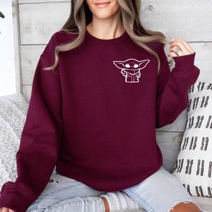 The Mandalorian Sweater, Grogu Sweatshirt, Star Wars Sweater, Baby Yoda Sweater, Baby Alien Top, Pocket Yoda Sweater, Movie Lovers Sweater image 5