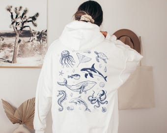 Ocean Life Hoodie, See Animal Lover Hoodie, Protect Our Oceans, Save The Whales Top, Underwater Life Hoodie, Save The Shark, Marine Life Top