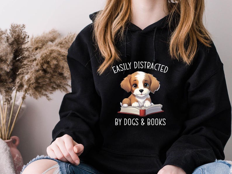 Dog Lover Hoodie, Book Lover Hoodie, Dog Christmas Gift, Dog Lovers Gift, Book Lovers Gift, Bookish Hoodie, Dog Mum Hoodie, Dog Owner Gift image 6