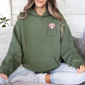 Pocket Axolotl Hoodie, Animal Lovers Hoodie, Cute Axolotl Gift, Funny Axolotl Hoodie, Axolotl Birthday Hoodie, Pocket Salamander Hoodie