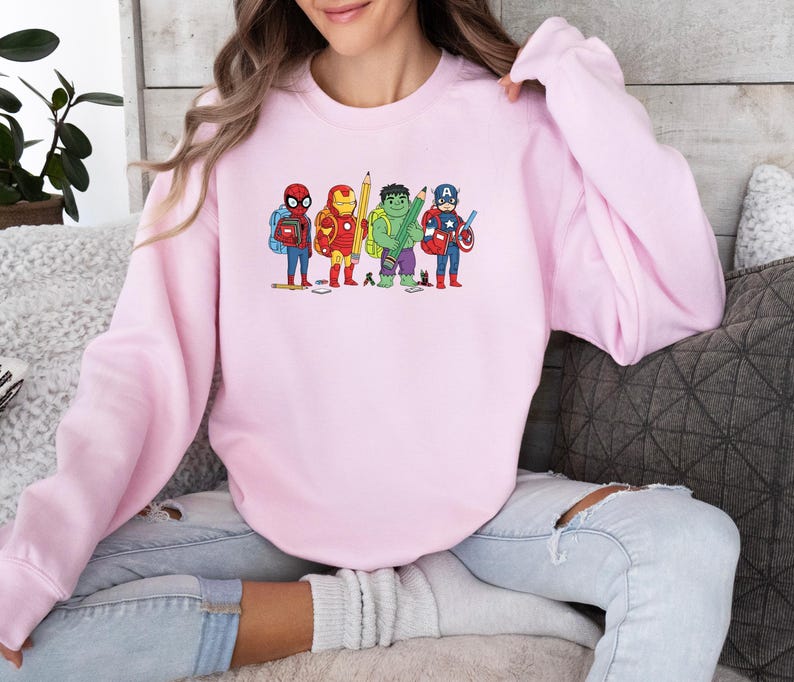 Avengers Kids Sweatshirt, Marvel Characters Sweater, Superhero Sweater, Boys Birthday Gift, Spiderman, Iron Man, Kids Hulk, Captain America image 5