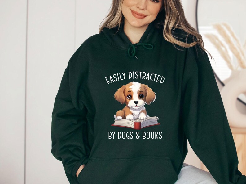 Dog Lover Hoodie, Book Lover Hoodie, Dog Christmas Gift, Dog Lovers Gift, Book Lovers Gift, Bookish Hoodie, Dog Mum Hoodie, Dog Owner Gift image 2