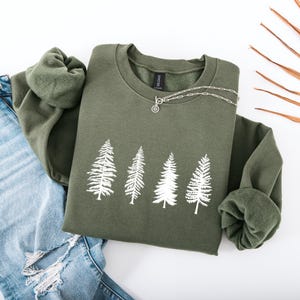 Pine Tree Sweatshirt, Evergreen Tree Sweater, Camping Sweatshirt, Travel Sweater, Gift for Nature Lover, Unisex Hiking Top, Forest Sweater image 1