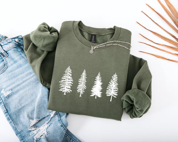Pine Tree Sweatshirt, Evergreen Tree Sweater, Camping Sweatshirt, Travel Sweater, Gift for Nature Lover, Unisex Hiking Top, Forest Sweater