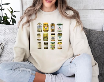 Pickle Lover Sweater, Pickle Season Sweater, Vintage Canned Pickles Crewneck, Canning Season, Homemade Pickles Sweater, Funny Sweater Gifts