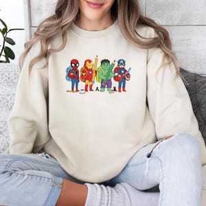 Avengers Kids Sweatshirt, Marvel Characters Sweater, Superhero Sweater, Boys Birthday Gift, Spiderman, Iron Man, Kids Hulk, Captain America image 4