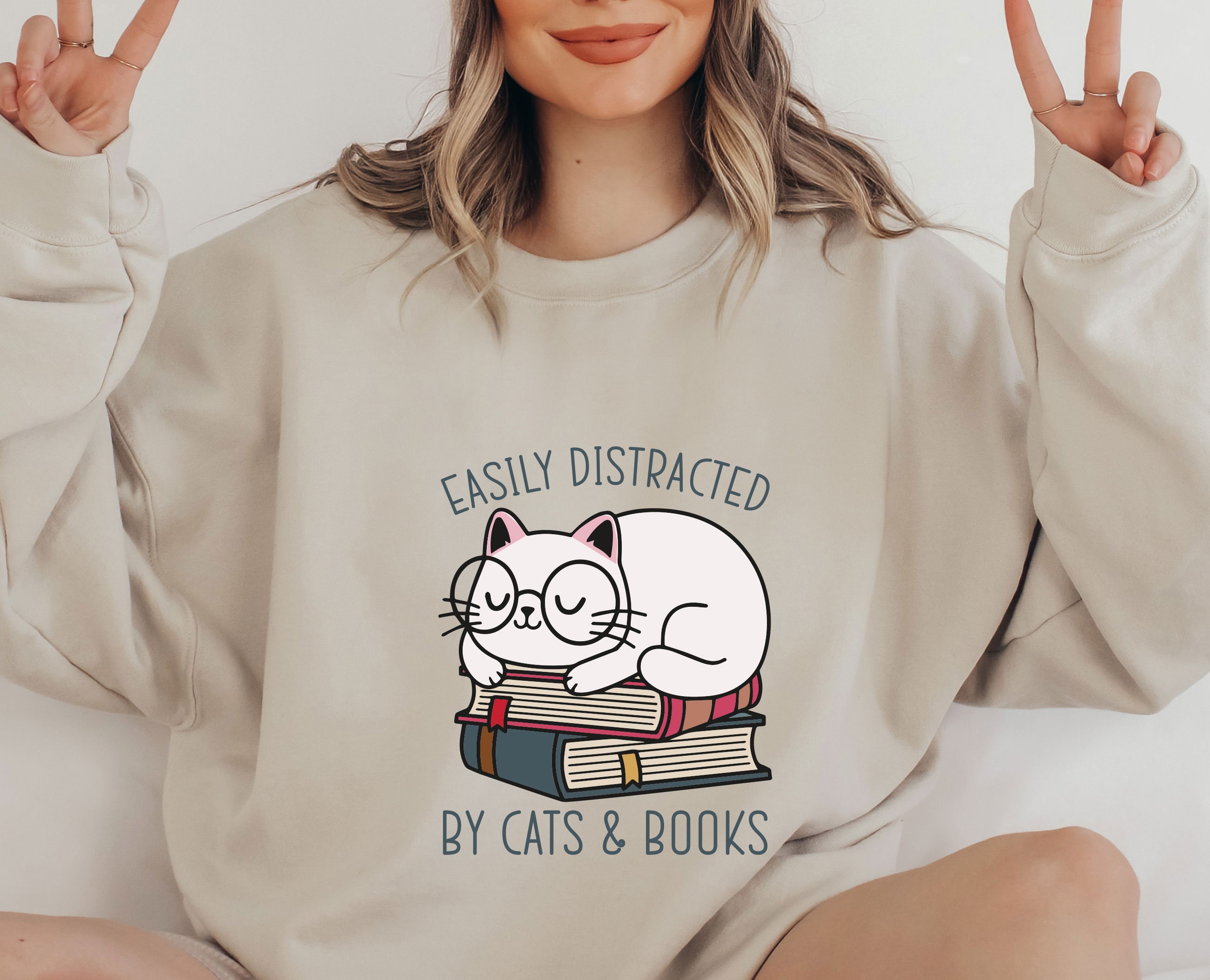 Funny Cat Sweatshirt, Book Lover Gift, Bookish Gifts, Mum Sweater, Jumper, Jumper