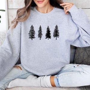 Pine Tree Sweatshirt, Evergreen Tree Sweater, Camping Sweatshirt, Travel Sweater, Gift for Nature Lover, Unisex Hiking Top, Forest Sweater image 5