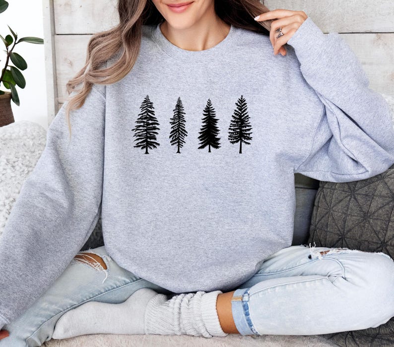 Pine Tree Sweatshirt, Evergreen Tree Sweater, Camping Sweatshirt, Travel Sweater, Gift for Nature Lover, Unisex Hiking Top, Forest Sweater image 5