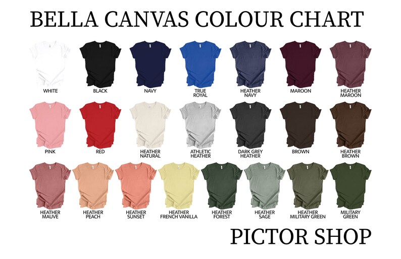 the color chart for the bella canvas color chart