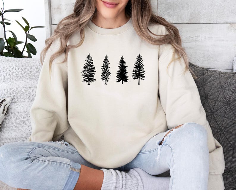 Pine Tree Sweatshirt, Evergreen Tree Sweater, Camping Sweatshirt, Travel Sweater, Gift for Nature Lover, Unisex Hiking Top, Forest Sweater image 3