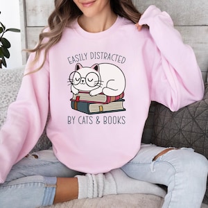 Funny Cat Sweatshirt, Book Lover Gift, Cat Mum Sweater, Cat and Books, Bookish Sweater, Cat Lover Gifts, Cat Owner Crewneck, Reading Sweater