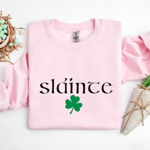 Cute Slainte Sweatshirt, St Patrick's Day Sweater, St Paddy's Day Crewneck, Saint Patricks Day Gift, Shamrock Sweatshirt, Irish Sweater Gift image 6