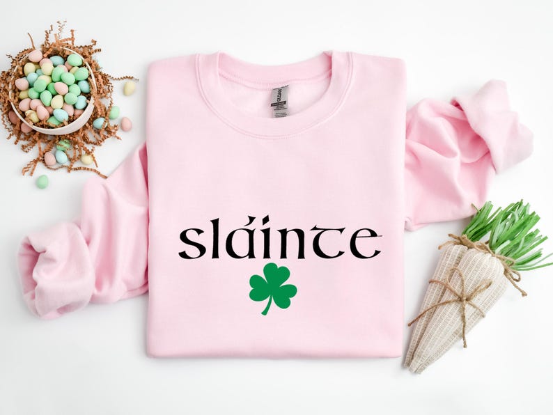 Cute Slainte Sweatshirt, St Patrick's Day Sweater, St Paddy's Day Crewneck, Saint Patricks Day Gift, Shamrock Sweatshirt, Irish Sweater Gift image 6