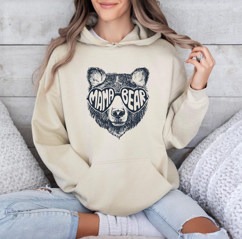 Mama Bear Hoodie, Mama Bear Set, Mothers Day Hoodie, Bear Family Hoodie, New Mum Gift, Baby Shower Gift, Mum Hoodie, Cute Mama Hoodie image 1