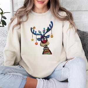 Reindeer Christmas Sweatshirt, Christmas Lights, Christmas Reindeer Sweater, Reindeer Lovers Top, Merry Christmas Sweater, Christmas Jumper