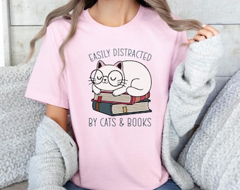 Book Lovers Shirt, Cat Lover Shirt, Bookish Gift, Cute Cat Tee, Cat and Books, Cat Lover Gift, Bookish Shirt, Funny Book Tee, Cat Mum Gift