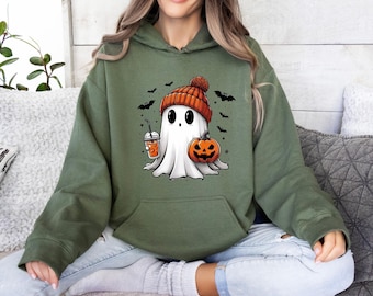 Cute Ghost Hoodie, Ghost Ice Coffee Hoodie, Halloween Ghost Hoodie, Bougie Ghost Hoodie, Pumpkin Ghost Hoodie, Spooky Season Hoodie, Boo Top