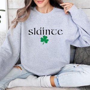 Cute Slainte Sweatshirt, St Patrick's Day Sweater, St Paddy's Day Crewneck, Saint Patricks Day Gift, Shamrock Sweatshirt, Irish Sweater Gift image 2