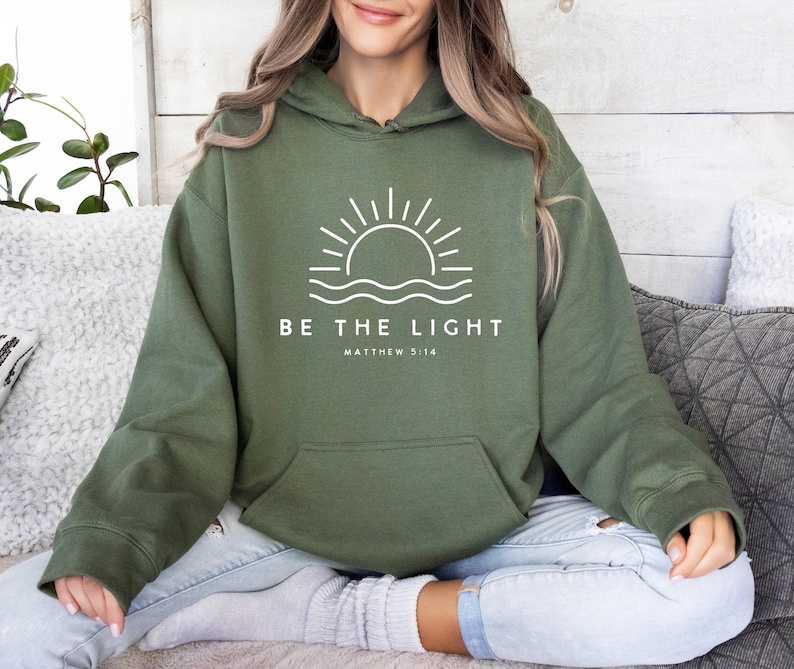 Sunshine Hoodie, Christian Hoodie, Religious Hoodie, Summer Jumper, Be The Light Hoodie, Faith Hoodie, Church Hoodie, Bible Verse Hoodie image 1