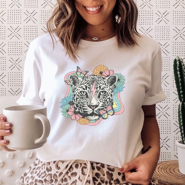 Tiger Shirt, Plant Lovers Shirt, Flower Shirt, Leopard Print Tee, Plant Lovers Gift, Leopard Shirt, Animal Lover Gift, Kids Tiger Shirt