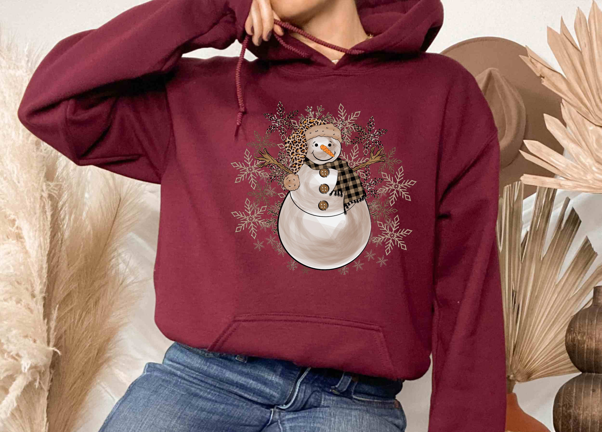 Christmas Snowman Hoodie Snowflakes Hoodie Holiday Hoodie - Etsy UK