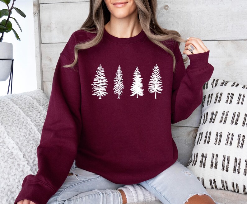 Pine Tree Sweatshirt, Evergreen Tree Sweater, Camping Sweatshirt, Travel Sweater, Gift for Nature Lover, Unisex Hiking Top, Forest Sweater image 6
