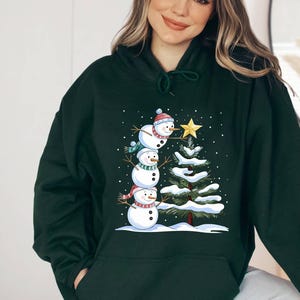 Christmas Snowman Hoodie, Cute Snowman Hoodie, Winter Hoodie, Family Holiday Hoodie, Funny Christmas Gift, Christmas Matching Hoodie image 2